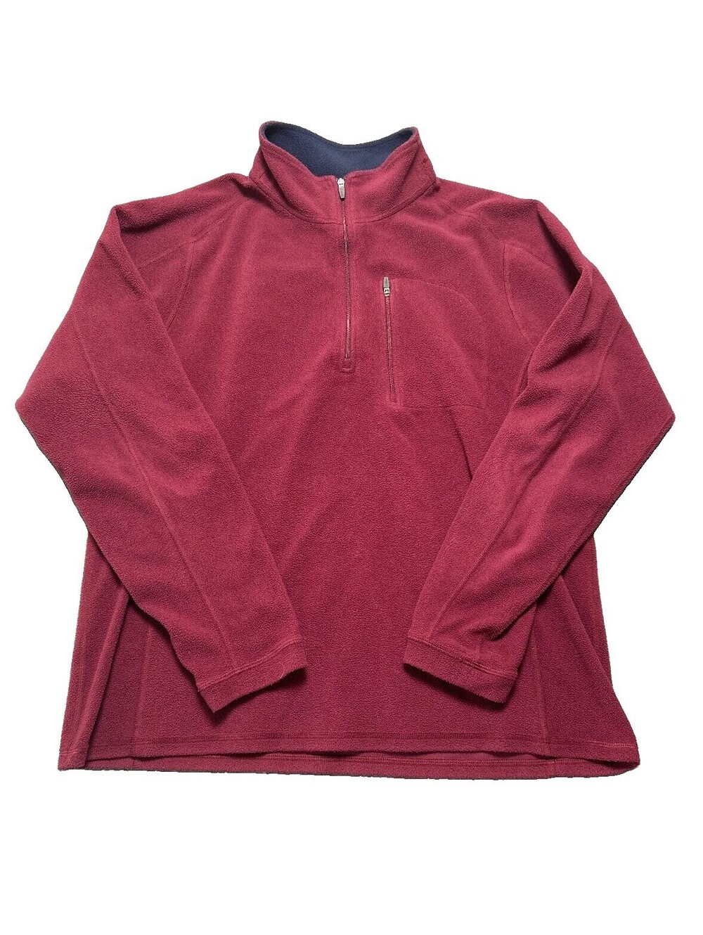 L.L.Bean Trail Fleece Quarter Zip Pullover Mens Large Tall Burgundy Outdoor